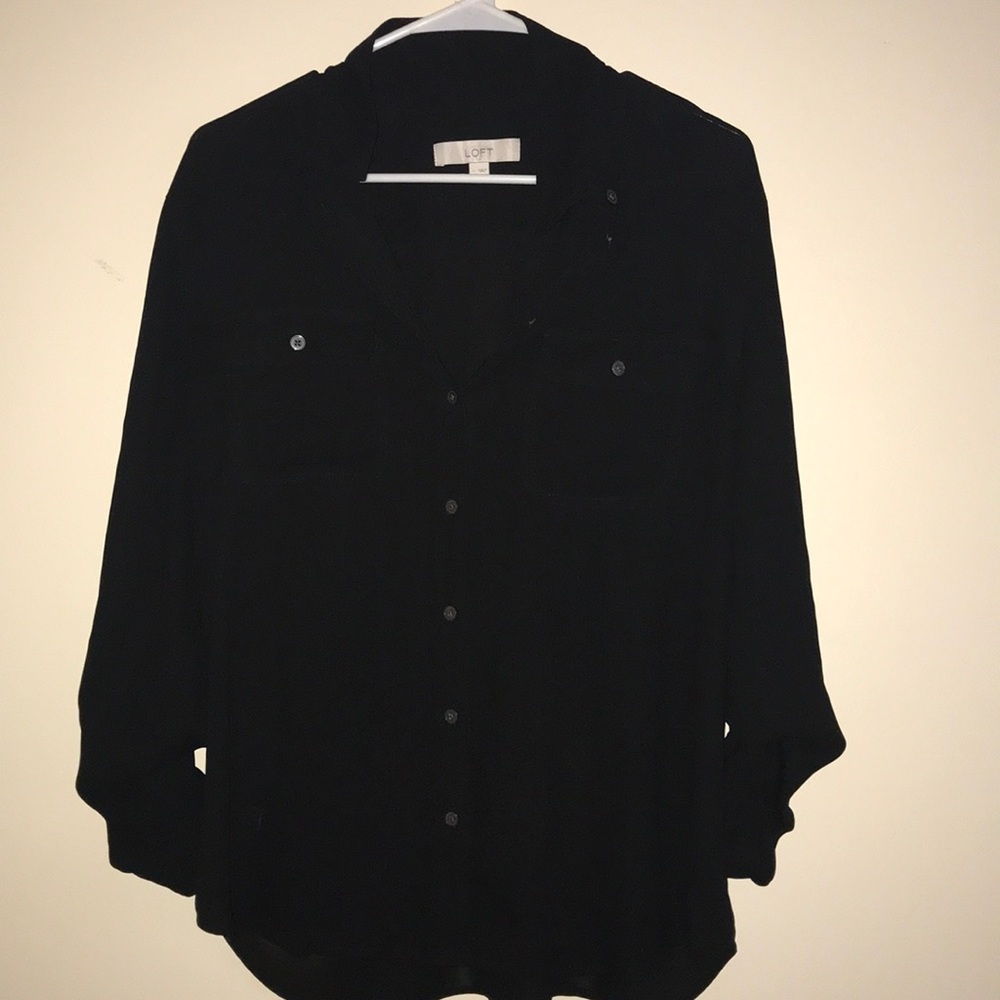 LOFT flowy black button up